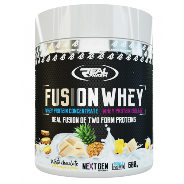 Real Pharm Fusion Whey 600g protein with fruit pieces