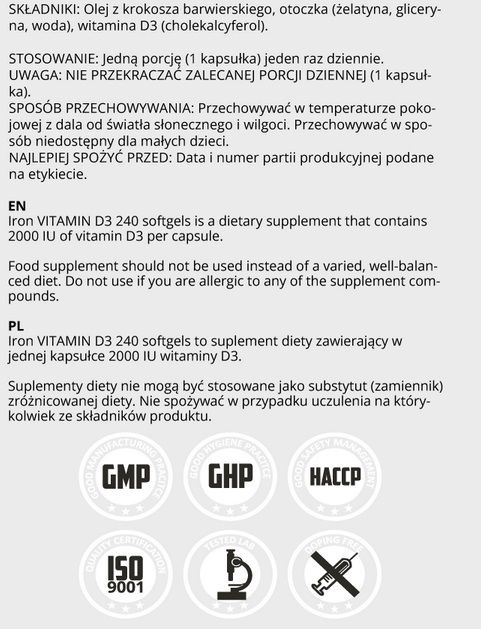 Iron Horse Iron Vitamin D3 240softgels