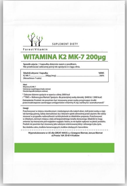 FOREST Vitamin K2 MK7 200mg - 100caps