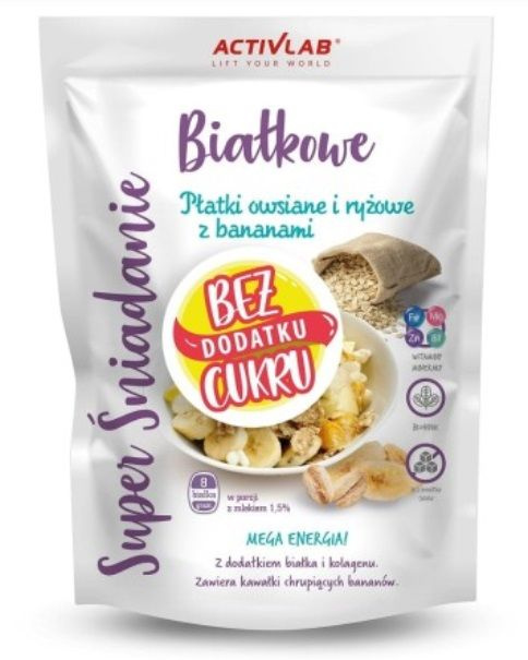 Activlab Super Śniadanie Białkowe Płatki owsiane i ryżowe z bananami 300g