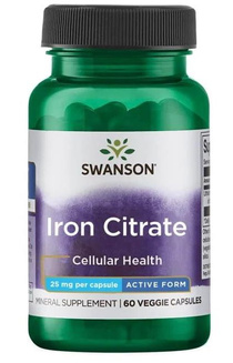 Swanson Cytrynian Żelaza 25mg 60caps.