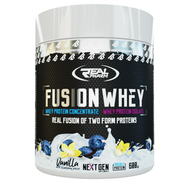 Real Pharm Fusion Whey 600g protein with fruit pieces