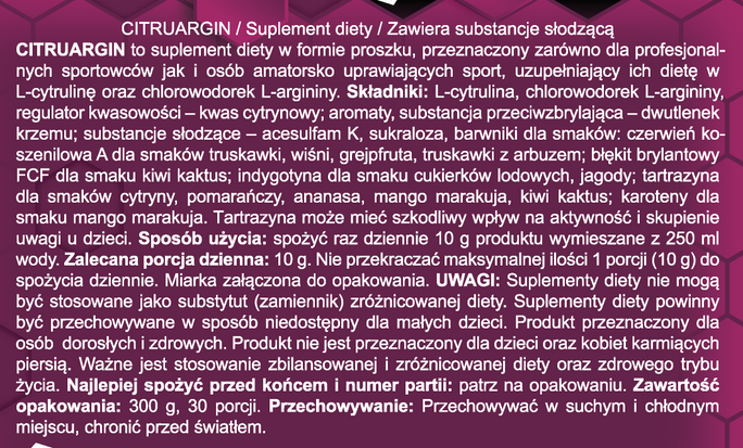 Real Pharm CitruArgin CYTRULINA ARGININA 300g Lemon