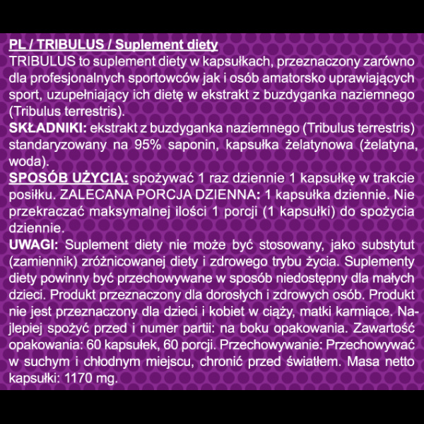 Real Pharm TRIBULUS Testo UP Libido Booster testosteronu 60kaps