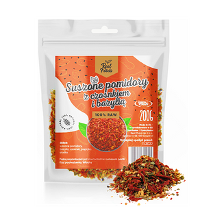 Real Foods - Suszone pomidory z czosnkiem i bazylią 200g