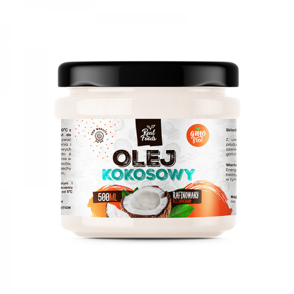 Real Foods - Olej Kokosowy Rafinowany 500ml