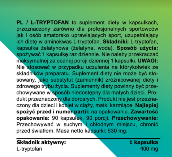 ProActive L-Tryptofan 400mg 90kaps